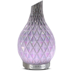 MAXWINER Essential Oil Diffuser with handmade art glass cover in Diamond design, 120ml