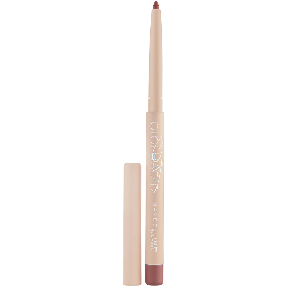 Maybelline Gigi Hadid Taura lip liner shown in mechanical self-sharpening design for precise shaping.