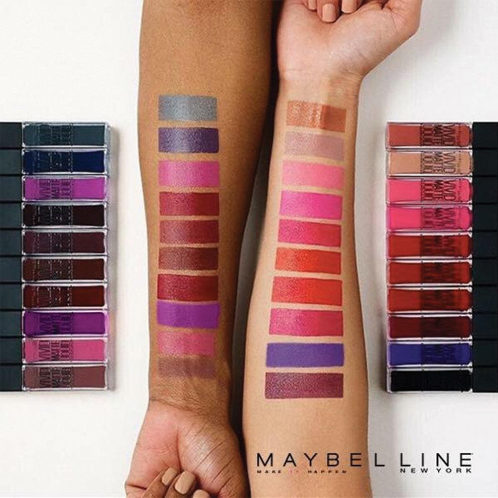 Packaging swatch of Maybelline Orchid Shock shade and finish.