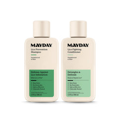 MAYDAY lice prevention shampoo sandalwood mint pour showing easy daily application