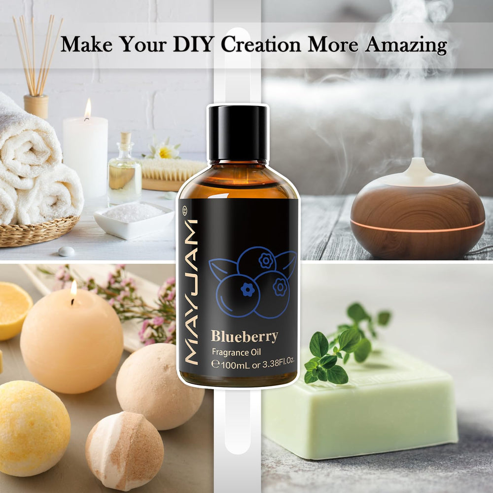 Elegant packaging of MAYJAM Blueberry fragrance oil