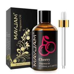 Amber glass bottle of MAYJAM Cherry Fragrance Oil with glass dropper