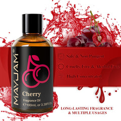 Cherry Fragrance Oil in a 100ml amber glass bottle