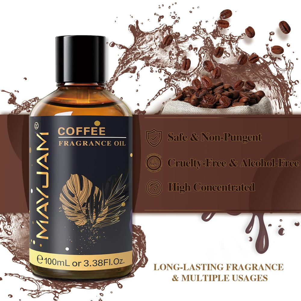 Amber bottle label of MAYJAM Coffee fragrance oil