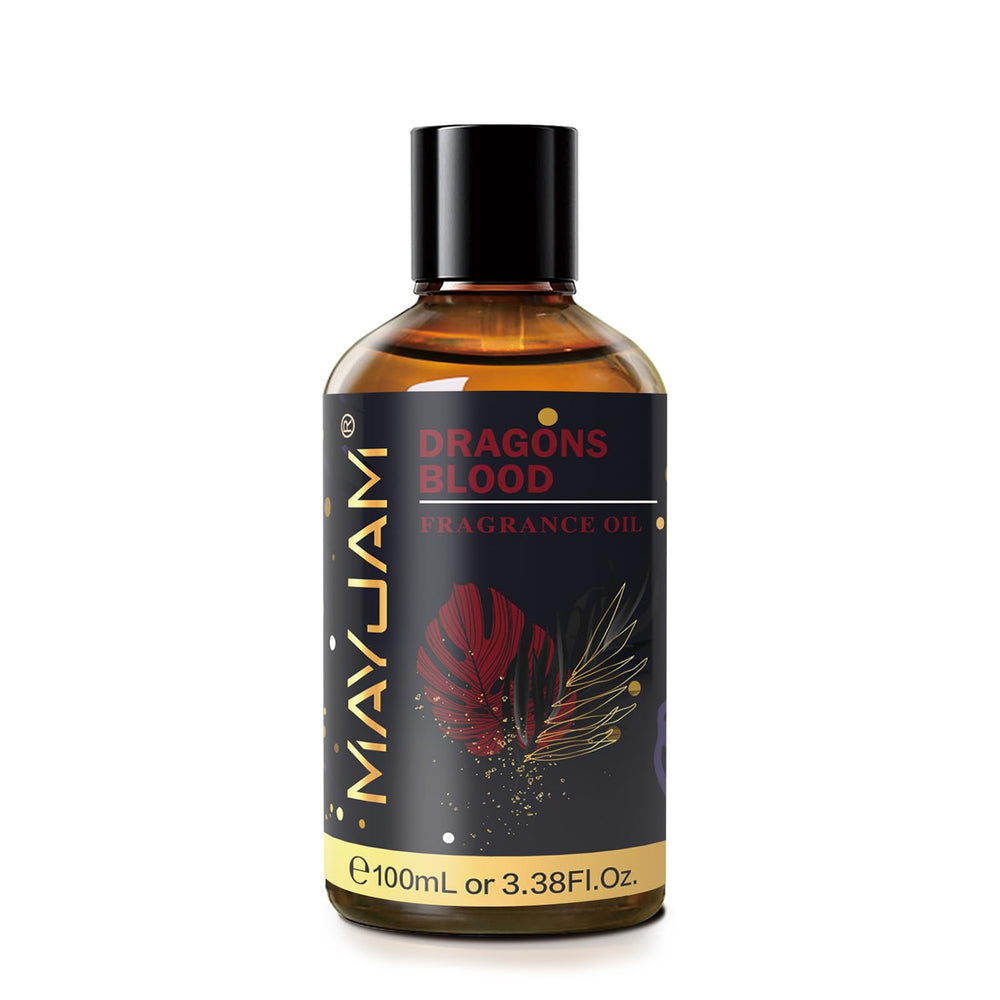 Close-up of glass dropper with MAYJAM Dragons Blood fragrance oil