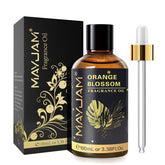 100ml amber glass bottle of MAYJAM Orange Blossom fragrance oil with glass dropper