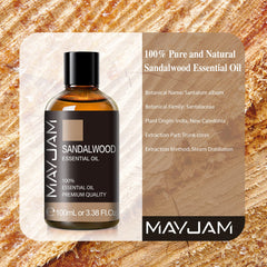 MAYJAM sandalwood essential oil box and bottle