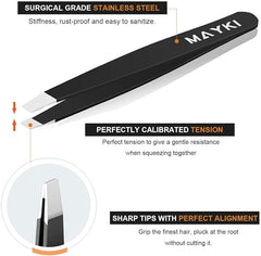 MAYKI Pointed-Slant Tweezers combine precision and control for stubborn hairs.