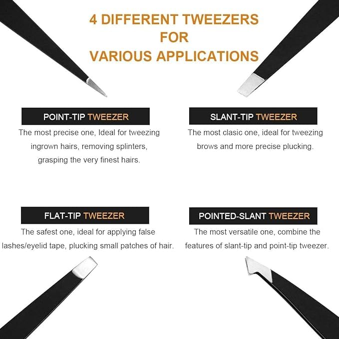 MAYKI Pointed Tweezers with sharp tips for ingrown hairs and fine hairs.