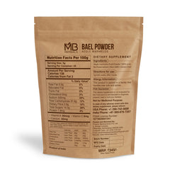 Bael Powder packaging shot showing MB Herbals packaging