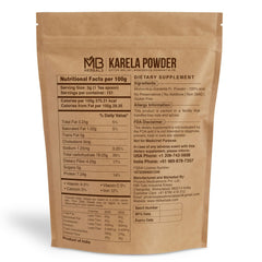 Packaging and label of MB Herbals De-Seeded Karela Powder 454g
