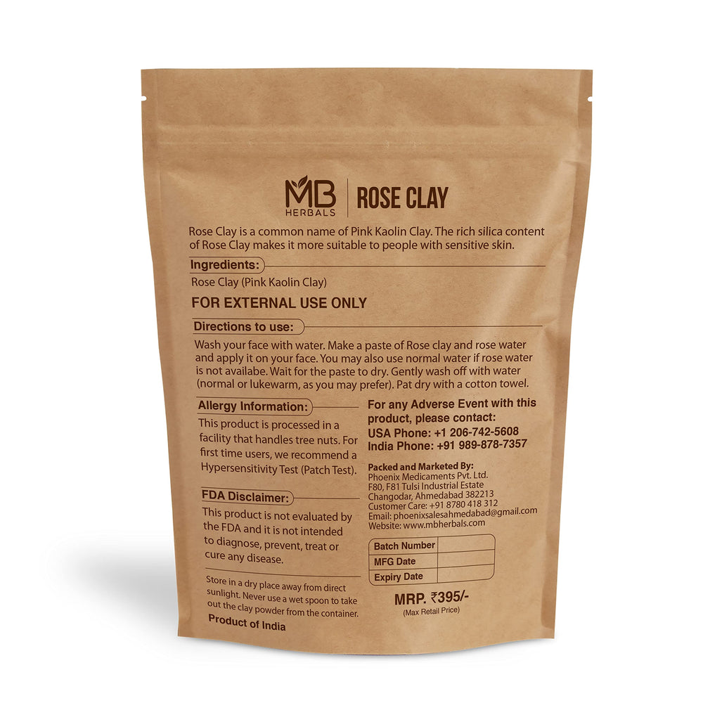 MB Herbals pink kaolin clay face pack image highlighting mild exfoliation and oil control.