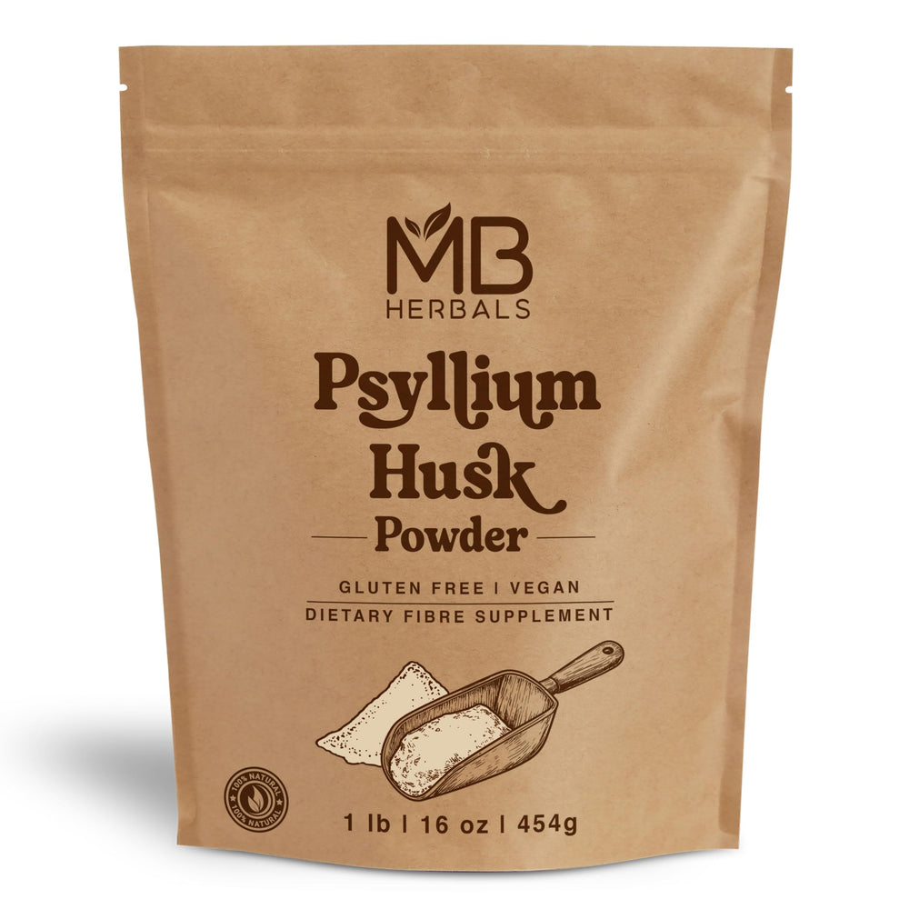 MB Herbals Psyllium Husk Powder 1 lb – ultra-fine, gluten-free, vegan, non-GMO