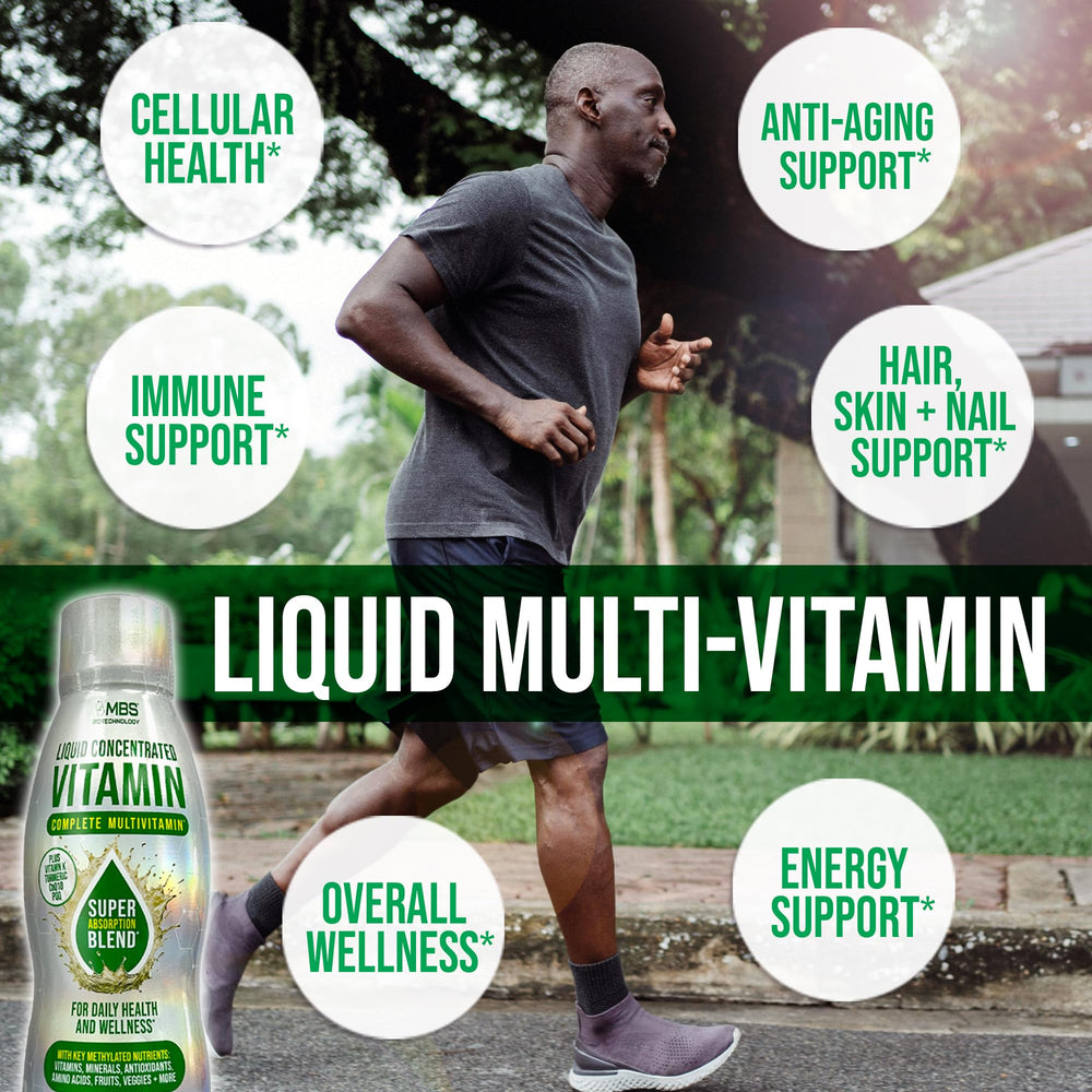 Nutrition facts panel of MBS Liquid Multivitamin