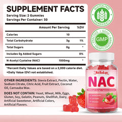 Ingredients label infographic for NAC gummies