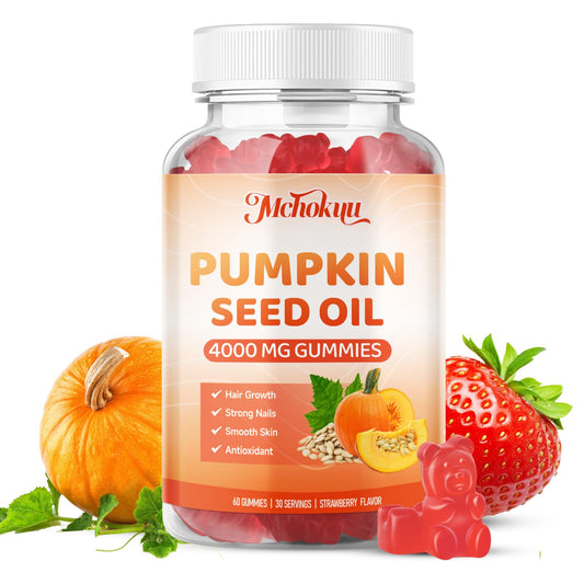 mchokuu pumpkin seed oil gummies bottle front strawberry flavor 60ct