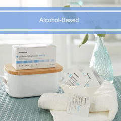 McKesson wipe removes adhesive residue with a single, smooth motion.
