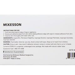 McKesson sterile wipe in portable packet for on-the-go cleaning.