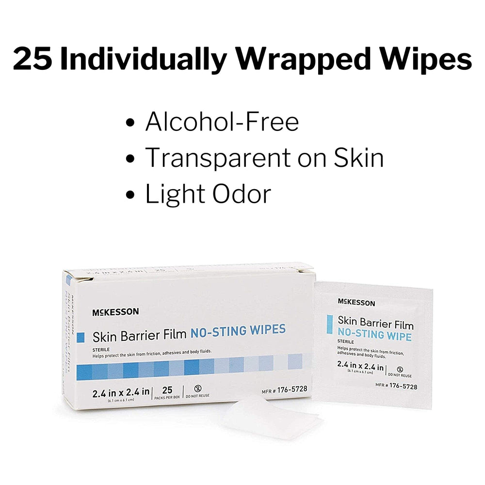 McKesson Skin Barrier Film: individual wrapped wipes for hospital-quality protection at home.