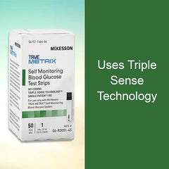 McKesson True METRIX 0.5 microliter sample shown for minimal blood.