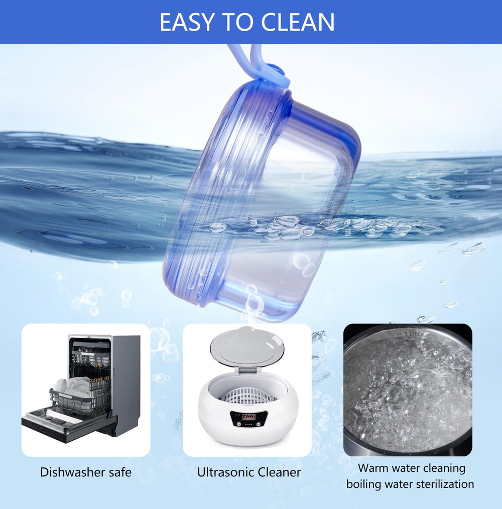Leak-proof silicone lid seal on Mckor denture case