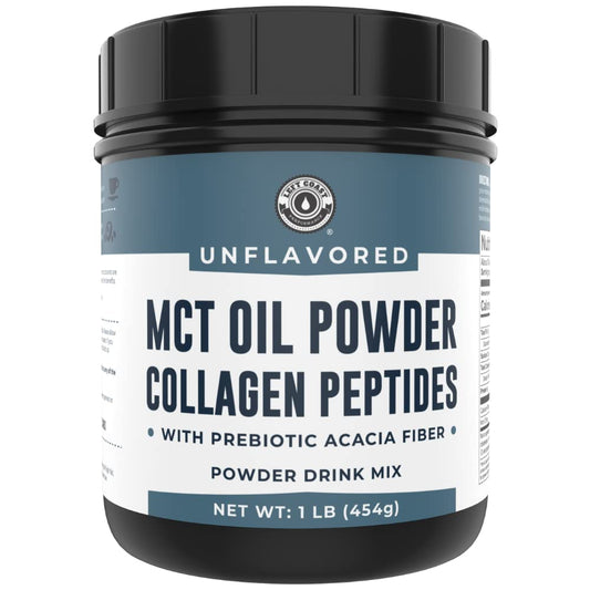 Product shot: MCT Oil Powder with Keto Collagen Peptides and Acacia Fibre, 16oz Unflavored