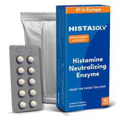 Medagel HISTAsolv extra-strength DAO tablets in a 10-pack