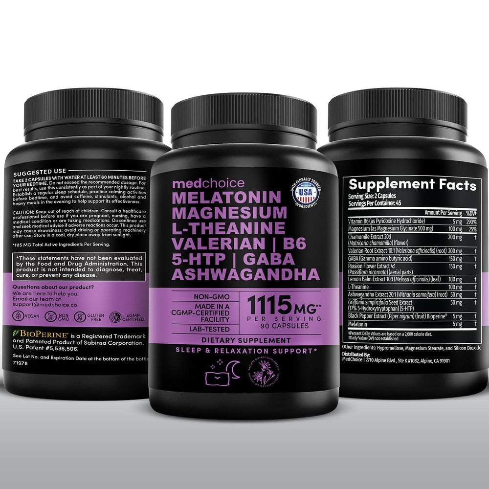 MEDCHOICE 12-in-1 melatonin box packaging scene