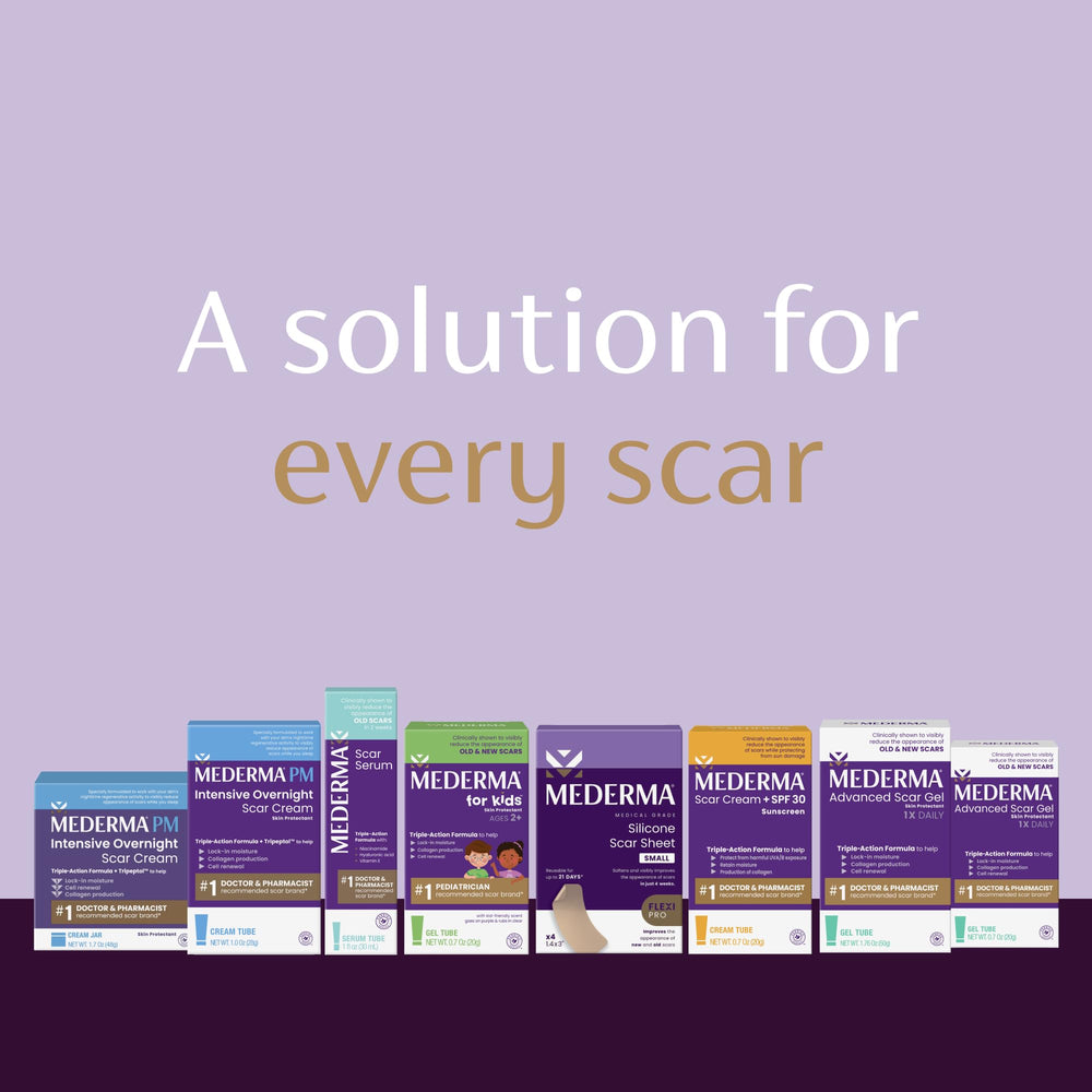Mederma Advanced Scar Gel 20g tube designed for travel and daily routine