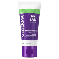 Mederma Scar Gel for Kids being rubbed in clear after purple application.