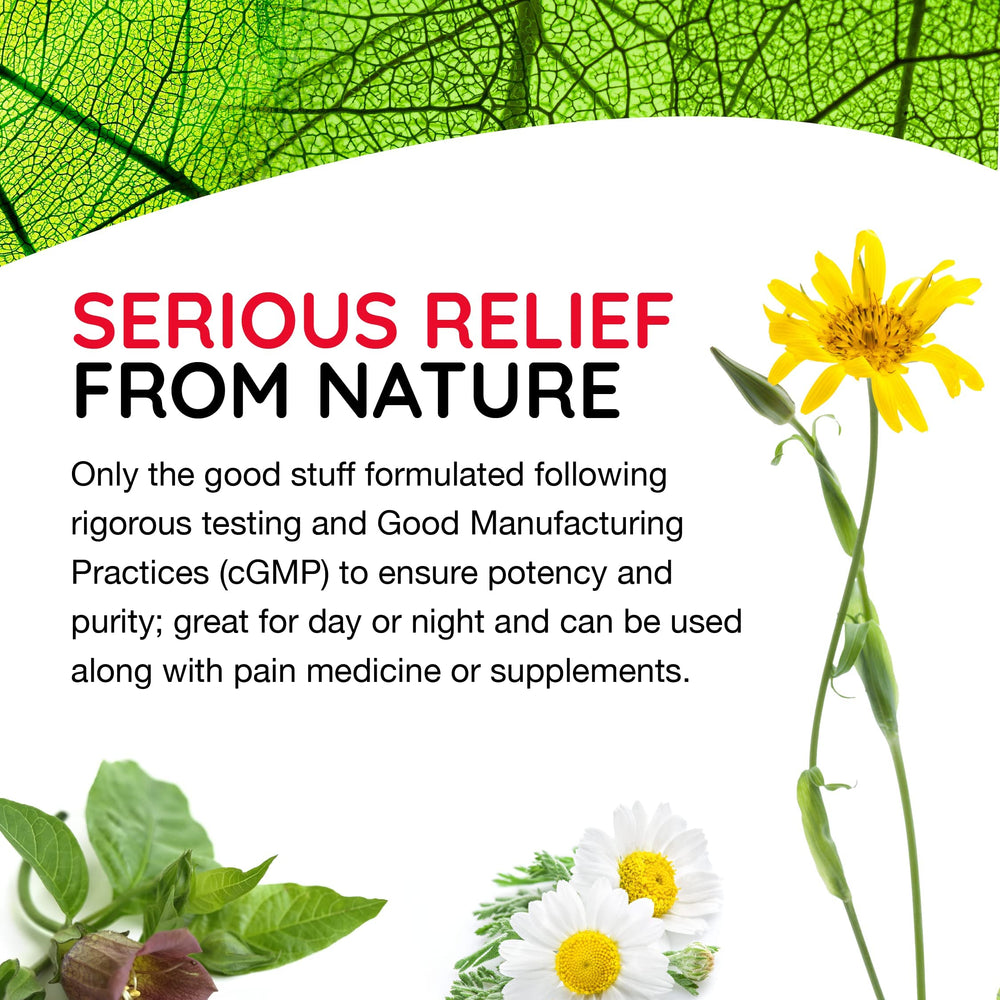 MediNatura Arnica Calendula Echinacea Hypericum ingredients illustration for plant-based relief options.