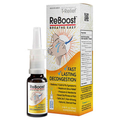 MediNatura ReBoost nasal spray front view for quick, natural congestion relief