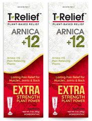 MediNatura T-Relief cream bottle front with two-pack for quick comfort