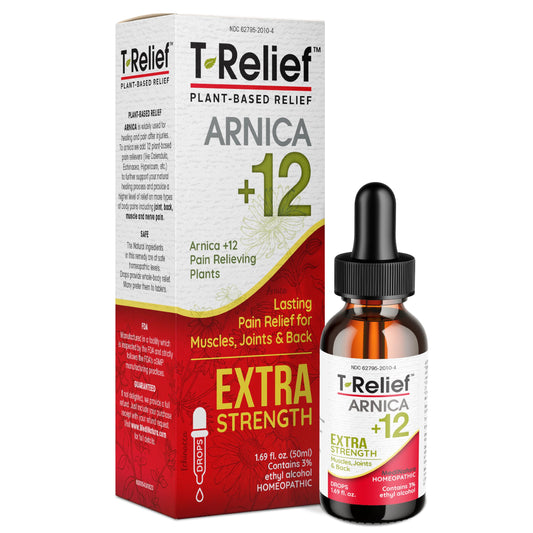 MediNatura T-Relief bottle close-up signaling natural joint comfort.