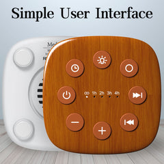 Meditation white noise machine wood grain timer with auto-off options.