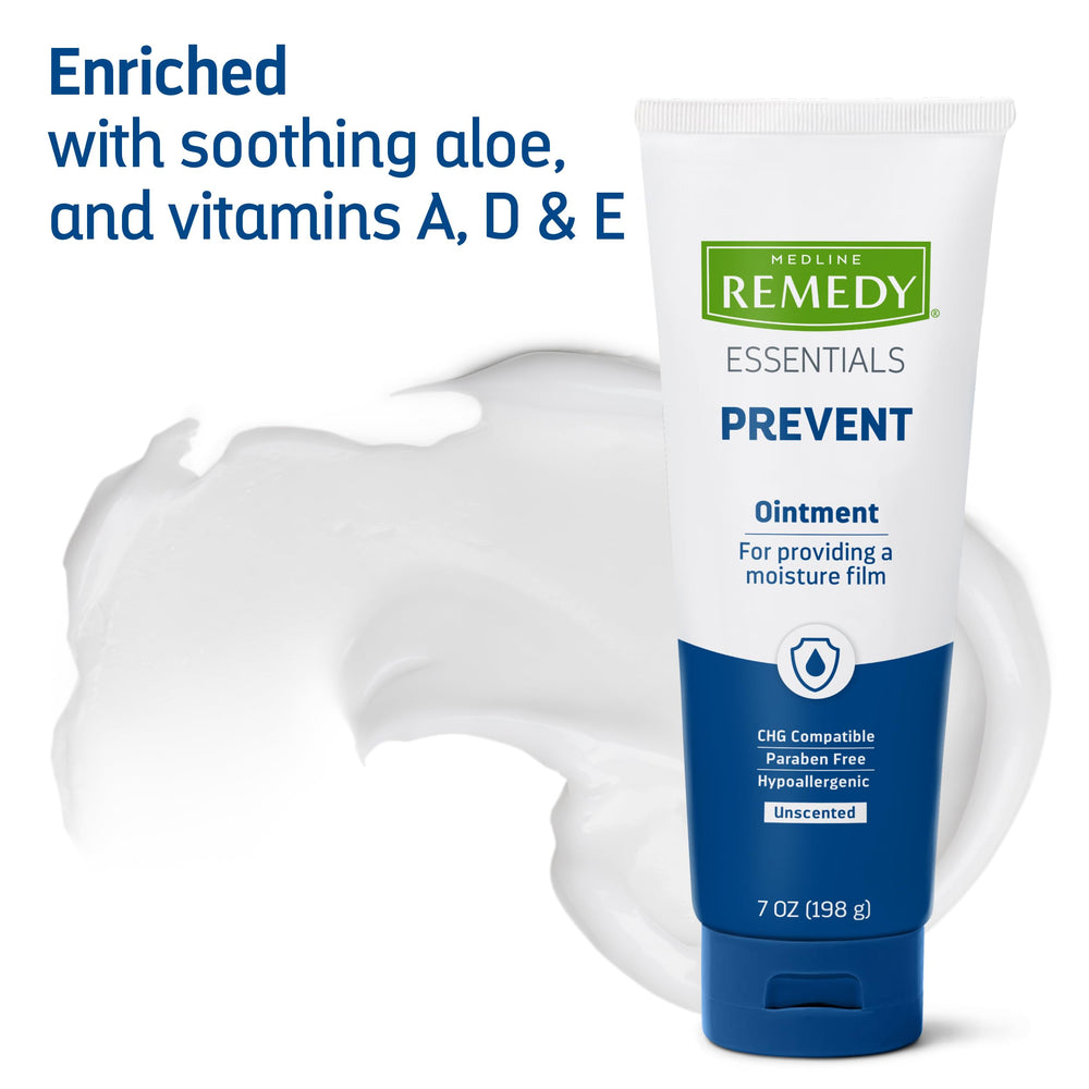 Medline Remedy Essentials Ointment Vitamins A D E highlights nourishing skin.