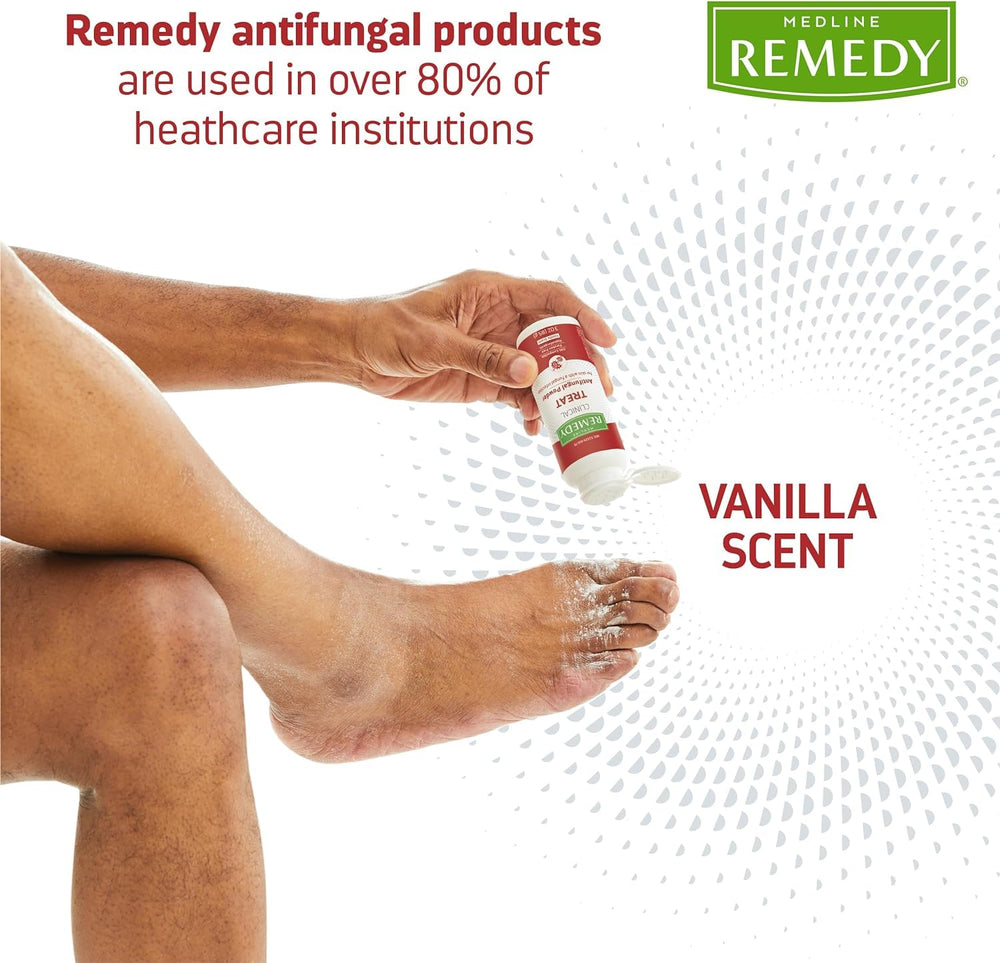 Medline Phytoplex powder inside sock area for moisture control and comfort.
