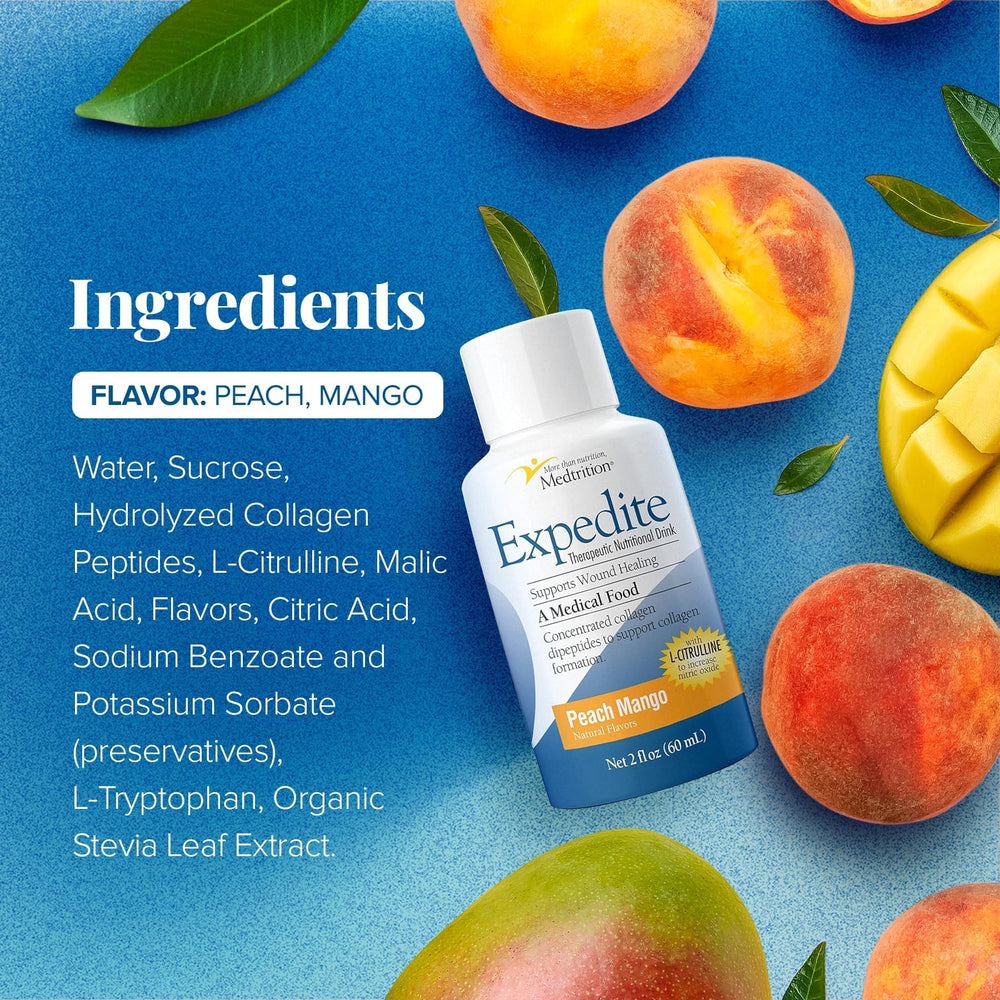 Medtrition Expedite liquid collagen bottle pour shows ready-to-drink format