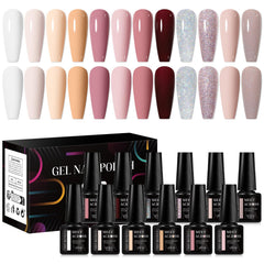 MEET ACROSS Gel Nail Polish Kit with 12 nude-pink shades for versatile looks