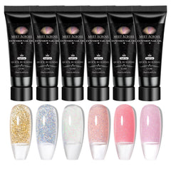 MEET ACROSS Poly Gel Set pinkish nude swatches for versatile DIY nails.