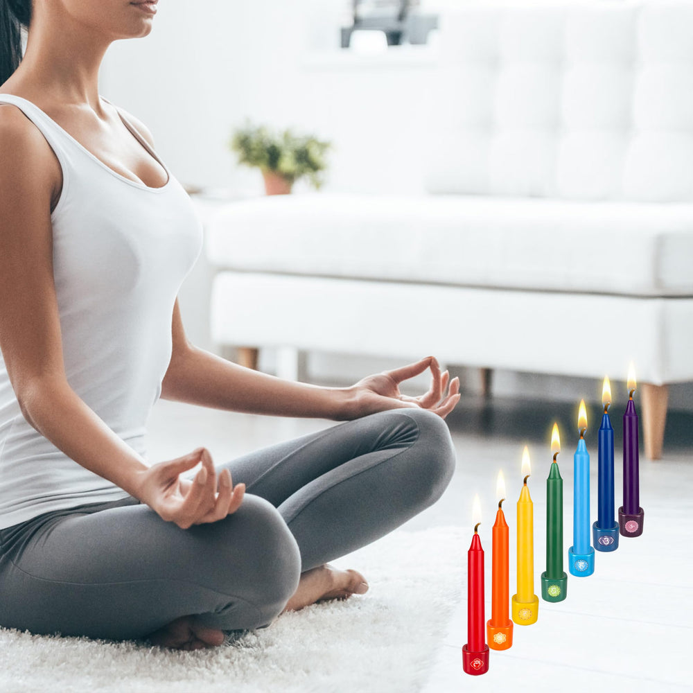 Mega Candles hand-poured chakra candle showcases premium wax
