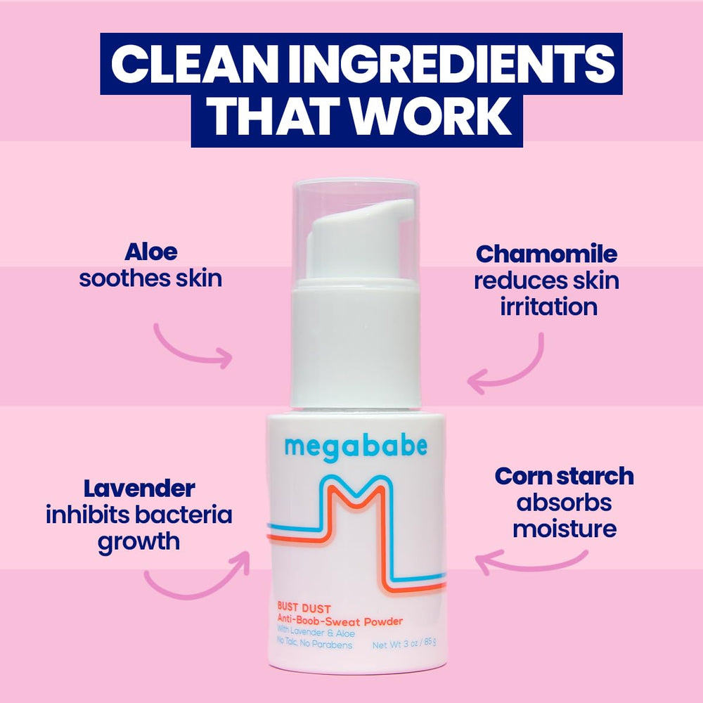 Megababe Bust Dust on feet and shoes to reduce moisture.