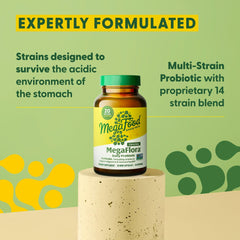 MegaFood MegaFlora bottle stored in refrigerator to preserve potency