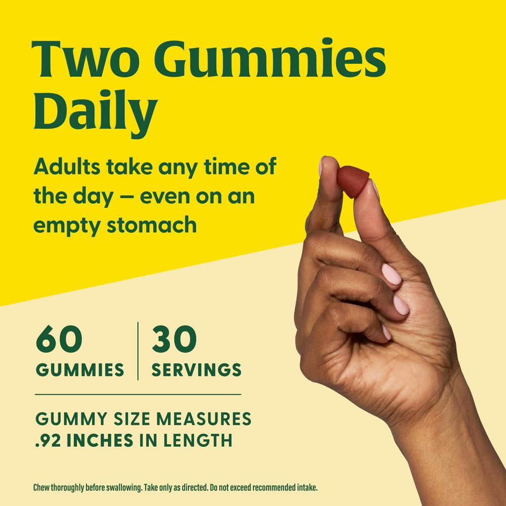 Two gummies representing daily serving size