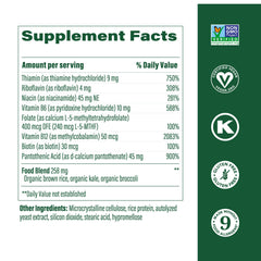 Label highlights eight B vitamins including B6 and B12