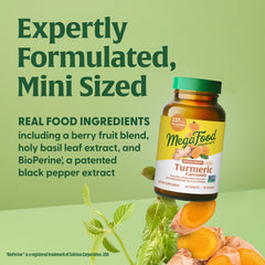 Close-up of turmeric curcumin mini tablet blend