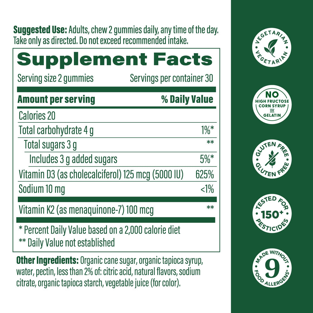 MegaFood D3 K2 peach gummies bottle and label