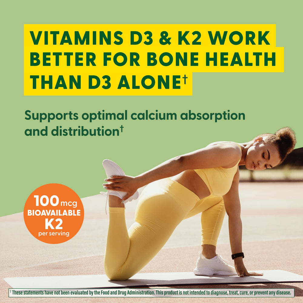 Nutrition facts panel for MegaFood Vitamin D3 K2 gummies
