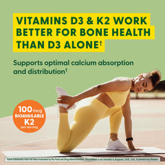Nutrition facts panel for MegaFood Vitamin D3 K2 gummies