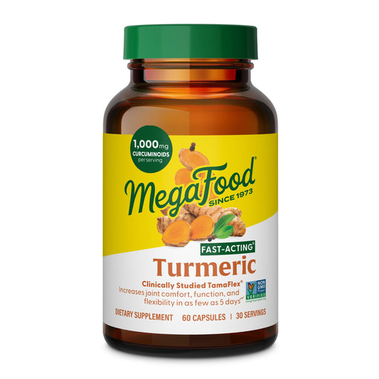 MegaFood fast-acting turmeric bottle with 60 capsules